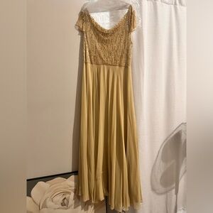 J Kara Gold Sequin Maxi Dress